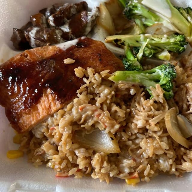 Steak and Salmon.