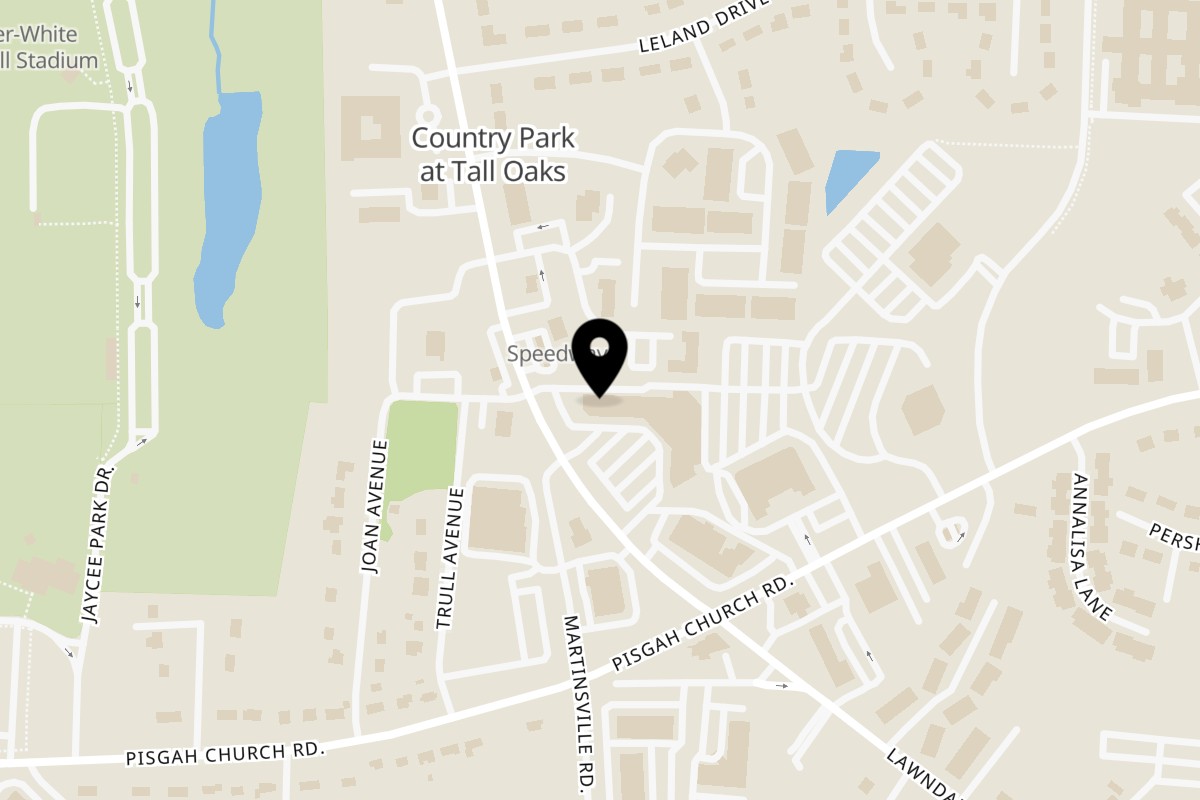 Map showing the location of Kobe Grill on 3712-K Lawndale Dr in Greensboro